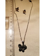 Parure "papillon" metal argenté