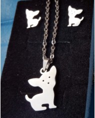 Parure petit chien metal argenté