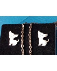 Parure petit chien metal argenté