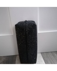 Trousse à maquillage en simili noir pailleté