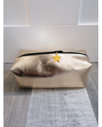 Trousse à maquillage en simili cuir doré Trousse à maquillage en simili cuir doré