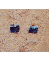 Boucles d’oreilles carrées porcelaine