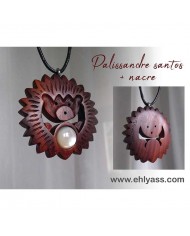 Amulette Hérisson en bois + pierre