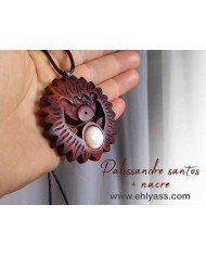 Amulette Hérisson en bois + pierre