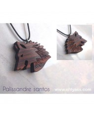 Porte-clé Loup grondant sculpté en bois massif