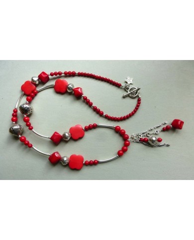 Collier long Corail rouge