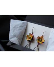 boucles d'oreilles "larmes de fleur" jaune