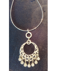 Collier sur câble argent rosace strass