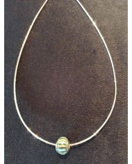 Collier sur câble argent cabochon porcelaine 