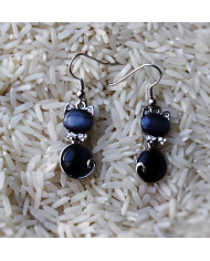 Boucles d’oreilles sur crochets chats pierre