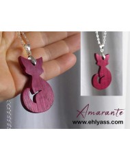 Pendentif Chat en bois d'amarante