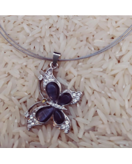 Collier sur câbles papillon pierre et strass