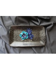 peigne floral "Jardin Zen" bleu peigne floral "Jardin Zen" bleu