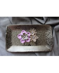 peigne floral "Jardin Zen"  violet et taupe peigne floral "Jardin Zen"  violet et taupe