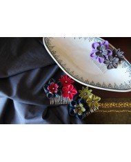 peigne floral "Jardin Zen"  violet et taupe peigne floral "Jardin Zen"  violet et taupe