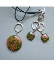 Pendentif et boucles Unakite