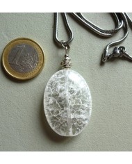 Pendentif et Boucles Cristal de Roche givré