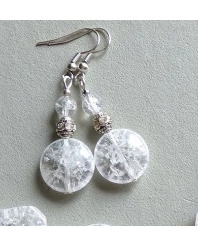 Pendentif et Boucles Cristal de Roche givré