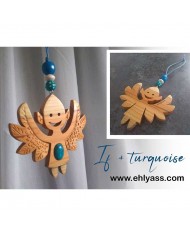 Suspension de Noël en bois et pierre Grand Angelot