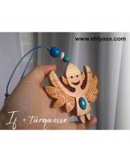 Suspension de Noël en bois et pierre Grand Angelot