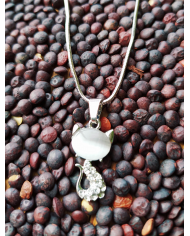 Collier chat pierre et strass