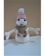 Doudou en laine - Bonhomme de neige