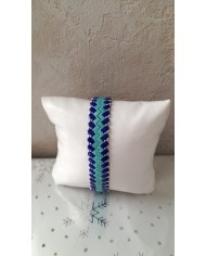 Bracelet bleu "Sky" 2 tons - tissé main perles Miyuki