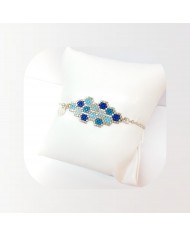 Bracelet aux formes géométriques "blue" - tissé main perles Miyuki
