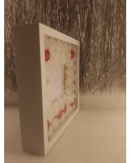 Cadre lumineux de roses blanches et rouges